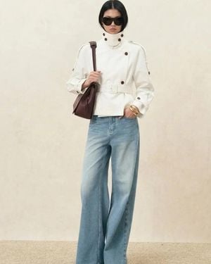 Fabrique Minsmere Structured Belted Cropped Trench Coat - Natural