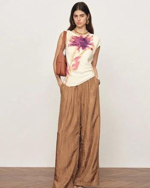 Fabrique Olivia Floral Print Cowl Neck Drapey Sleeveless Top - Pink