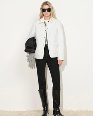 Fabrique Rory Cropped Quilted Jacket With Corduroy Collar - Natural