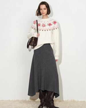 Fabrique Laverna Fair Isle Rose Pattern Jumper - White