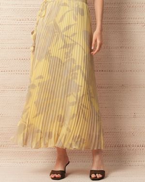 Fabrique Quinn Handpainted Floral Skirt - Natural