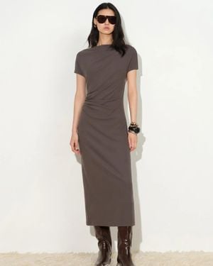 Fabrique Hazel Draped Off Shoulder Dress - Grey