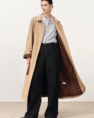 Fabrique Barga Single Breasted Long Trench Coat - Natural