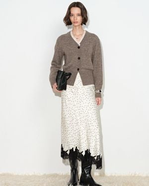 Fabrique Mckenna Faux Layered Lace Panel Cardigan - Natural