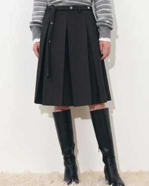 Fabrique Alaia Belted Pleated Midi Skirt - Blue