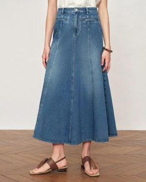 Fabrique Quilla A-Line Midi Skirt - Blue