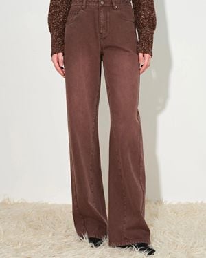 Fabrique Harreit Vintage Split Hem Straight Leg Jeans - Brown