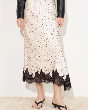 Fabrique Sonnet Polka Dot Lace Trim Skirt - Black
