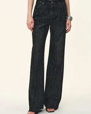 Fabrique Eclipse-D Rhinestone Washed Jeans - Black