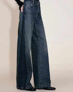 Fabrique Mia Two Tone Panel Jeans - Blue