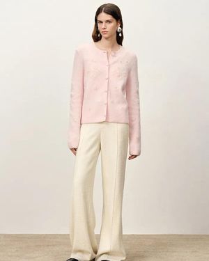 Fabrique Letitia Hand Embroidered Floral Cardigan - Natural