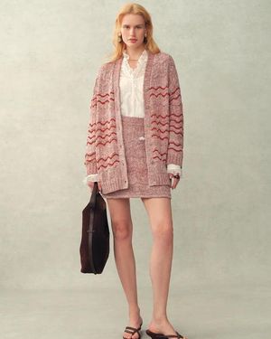 Fabrique Lorena Striped Oversized Cardigan - Pink