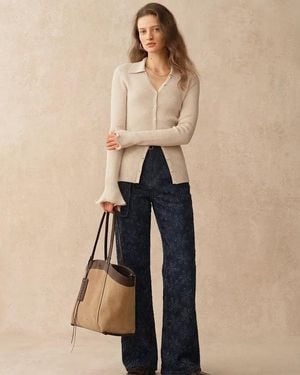 Fabrique Mia Flora Straight Wide Leg Jeans - Natural