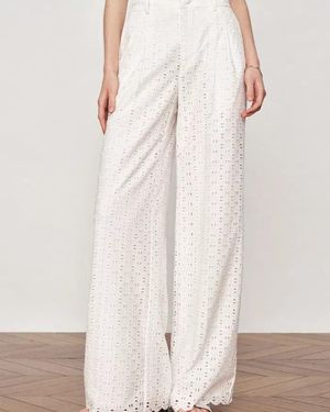 Fabrique Eliana Cutwork Embroidery Wide Leg Pants - Pink
