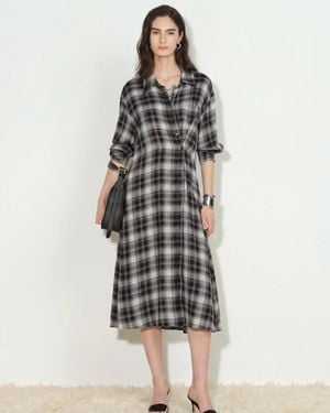 Fabrique Lea Detachable Wrap Plaid Shirt Dress - Multicolor