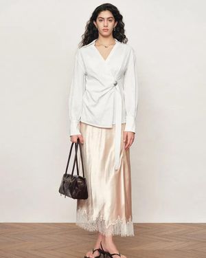 Fabrique Bianca Hand Stitch Ruched-Waist Shirt - Natural