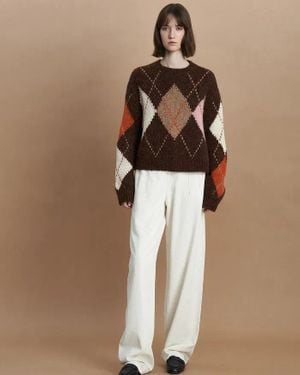 Fabrique Faye Argyle Jumper - Natural