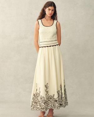 Fabrique Vittra Embroidery And Woven Sleeveless Dress - Natural