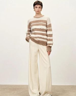 Fabrique Megan Multi Texture Striped Jumper - Natural