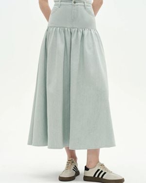 Fabrique Rose Pleated Denim Skirt - Green