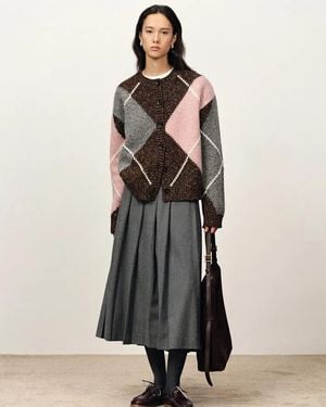 Fabrique Ganache Contrast Check Cardigan - Multicolour