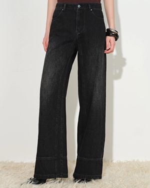 Fabrique Glaire Curved Yoke Wide Leg Jeans - Black