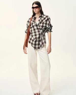 Fabrique Nicole's Two Way Plaid Shirt - White