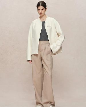 Fabrique Riri Hand Finished Mandarin Knot Wool Jacket - Natural