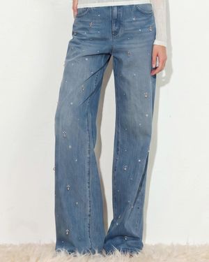 Fabrique Eleanor Crystal Embellished Straight Leg Jeans - Blue