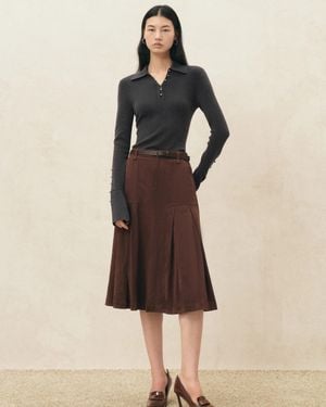 Fabrique Silvia Metallic Button Polo Top - Natural