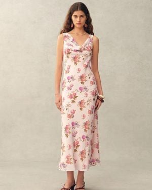 Fabrique Fraye Floral Cowl Neck Sleeveless Dress - Pink