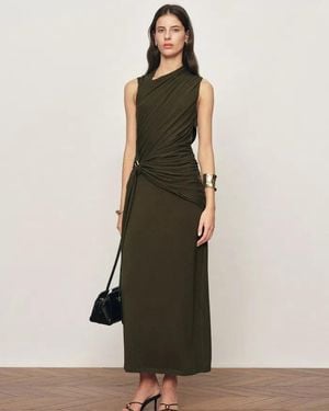 Fabrique Delilah Asymmetric Draped Sleeveless Dress - Natural