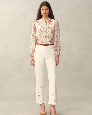 Fabrique Adelaide Handpainted Floral Blouse - Natural