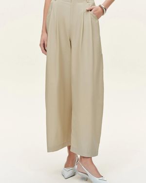 Fabrique Sienna Airy Drawstring Barrel Leg Pants - Natural