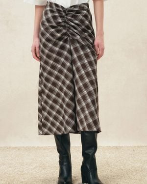 Fabrique Anya Plaid Ruched Split Hem Skirt - Multicolor