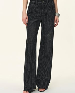 Fabrique Eclipse-D Rhinestone Washed Jeans - Black