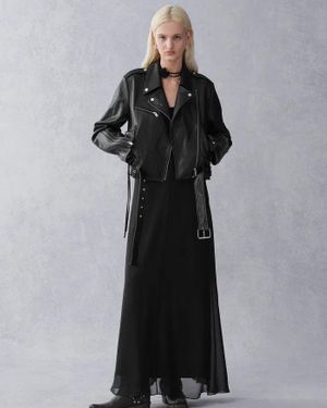 Fabrique Olympe Slanted Placket Biker Jacket - Black