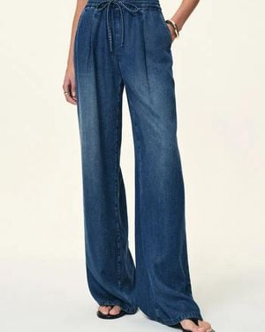 Fabrique Eva Draped Drawstring Wide Leg Jeans - Blue