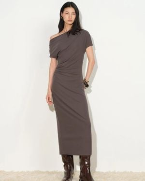 Fabrique Hazel Draped Off Shoulder Dress - Grey