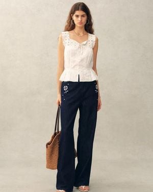 Fabrique Sophia Hand Crochet Cinched Waist Sleeveless Top - Blue