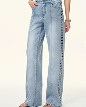 Fabrique Calli Studded Beading Panel Straight Jeans - Blue