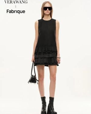 Fabrique Alice Asymmetric Pleated Hem Sleeveless Dress - Black