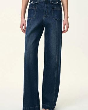 Fabrique Stella Double Pocket Distressed Washed Jeans - Blue