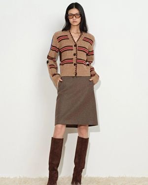 Fabrique Sigourney Contrast Back Cardigan - Natural