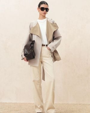 Fabrique Hilda Single Breasted Crop Trench Coat - Natural