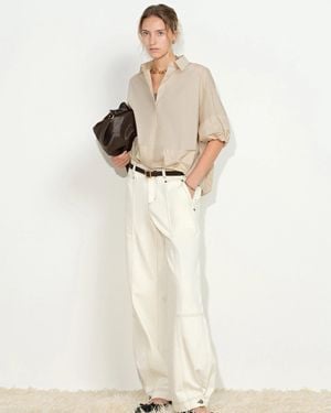 Fabrique Claire Khaki Bubble Puff Sleeve Shirt - Natural