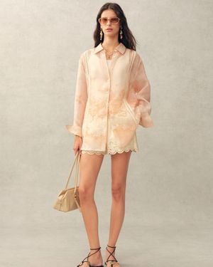 Fabrique Celeste Handpainted Floral Loose Shirt - Natural