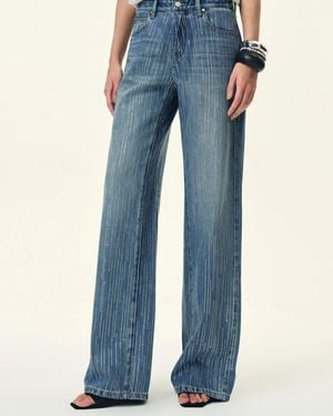 Fabrique Eclipse-D Rhinestone Washed Jeans - Blue