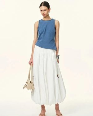Fabrique Riley Braided-Trim Denim Tank - Blue