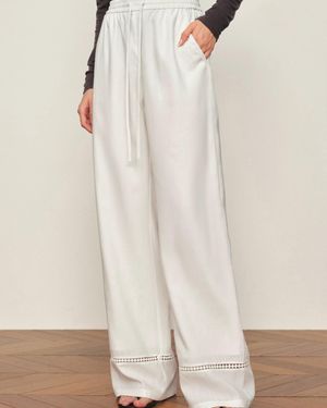 Fabrique Eve Openwork Drawstring Wide Leg Pants - Natural
